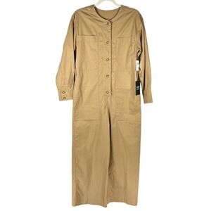 Abercrombie & Fitch x N. Benefield Wide-Leg Coverall Jumpsuit Sz XS Tan Utility